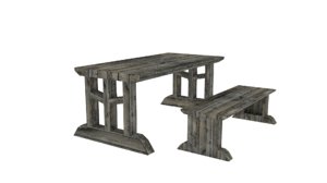 medieval furniture bench table 3ds free