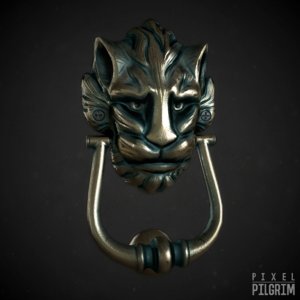 3d model lion head door knocker