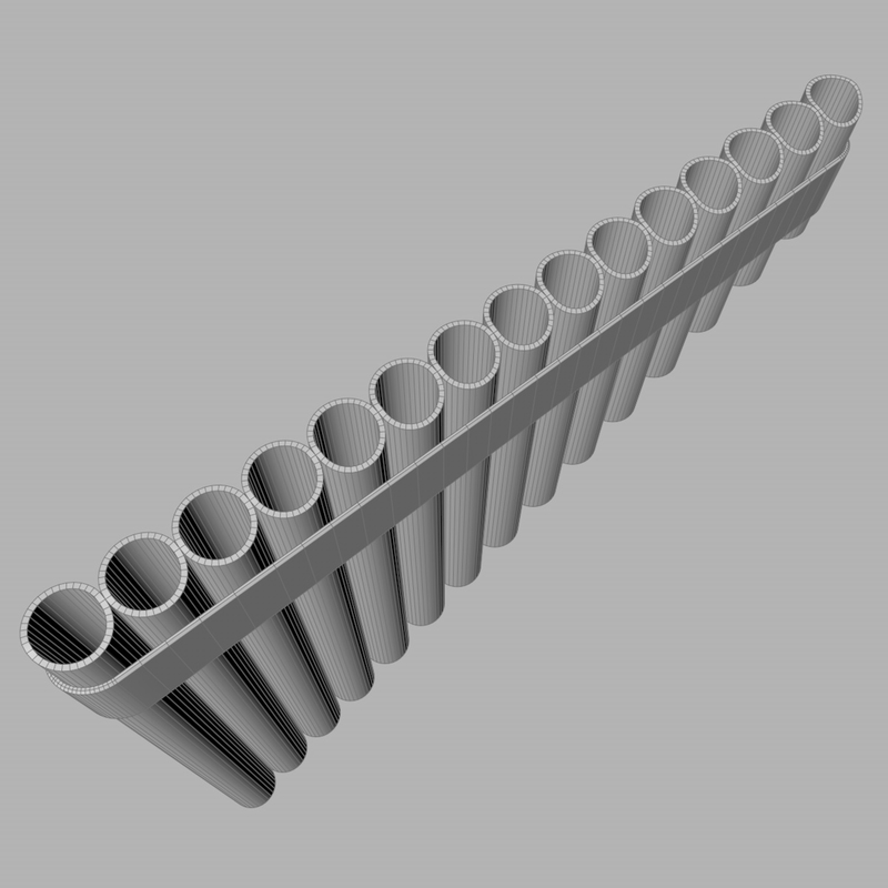 3d model realistic flute pan