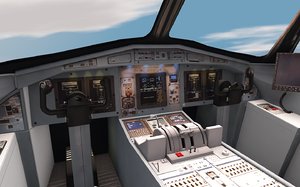 plane interior cockpit 3d model