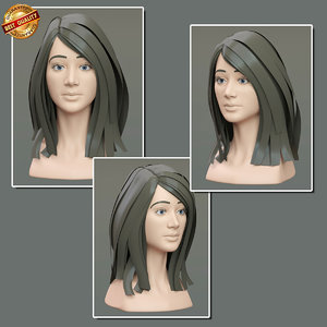 modeled female realistic human faces 3d model