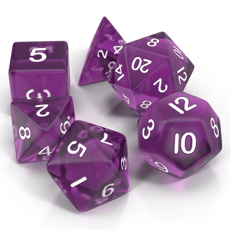 polyhedral dice set violet 3d model