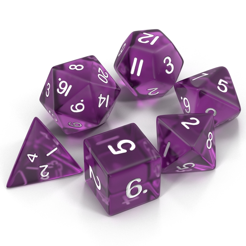 polyhedral dice set violet 3d model