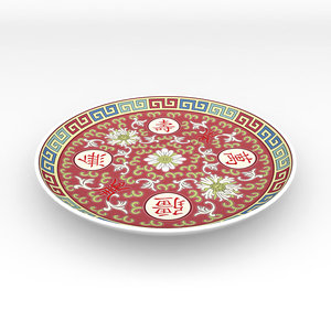 traditional chinese porcelain dinner plate 3d model