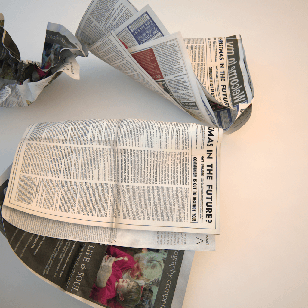 crumpled newspaper paper 3d model