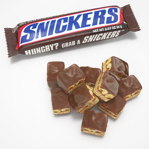 3d model snickers candy bar pieces