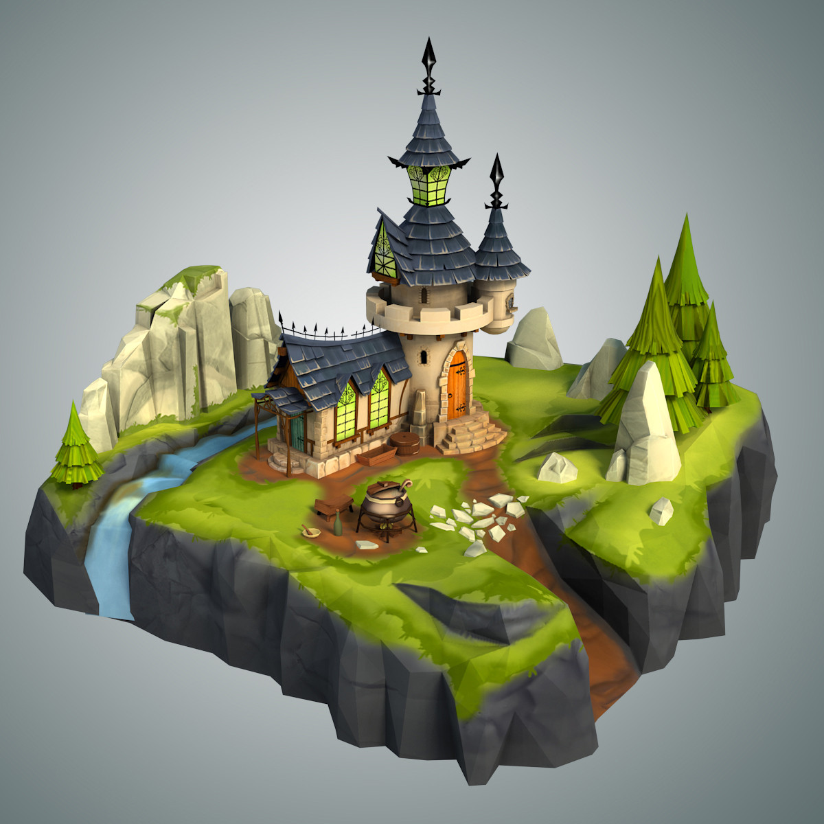 3d model stylized castle environment