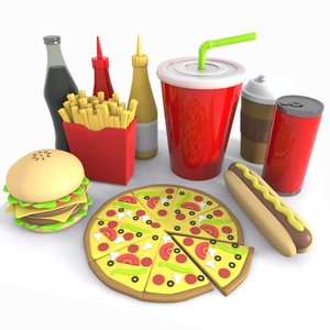3d model of cartoon junk food