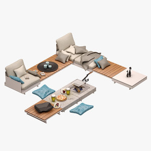 3d model pure sofa set