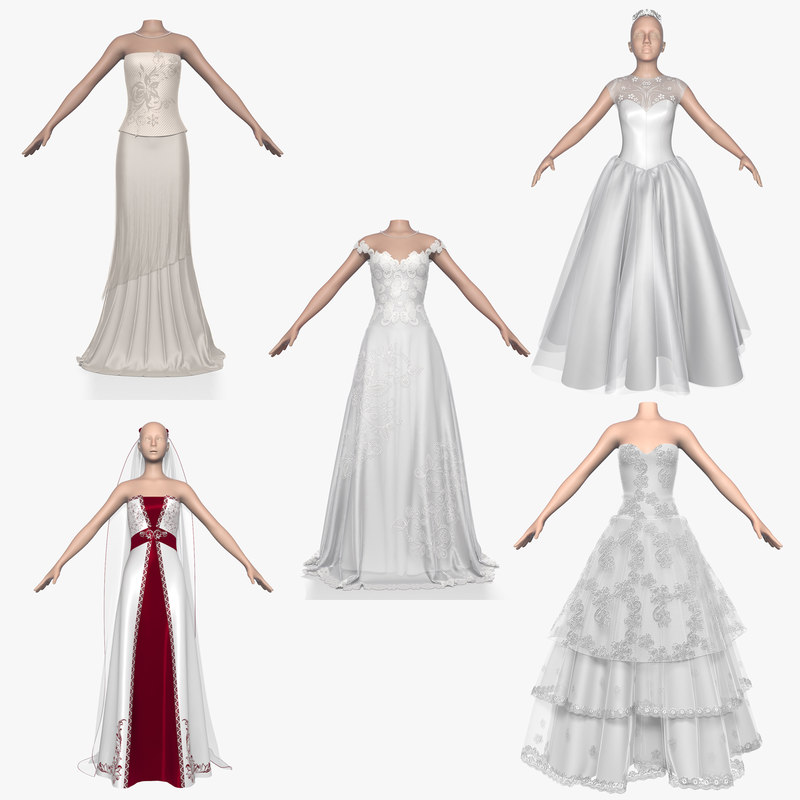  3d  model  wedding  dress