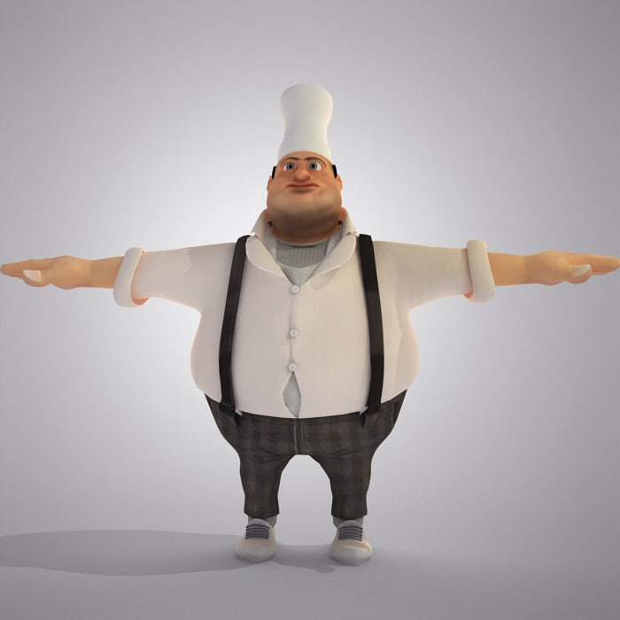 3d model cartoon fat chief