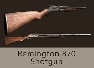 3d model gameready remington shotgun