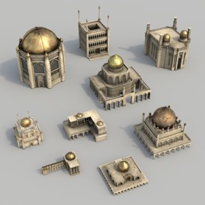 3d model buildings arabian city courtyard