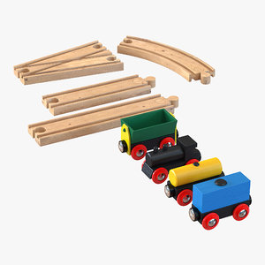wooden toy train track 3d c4d