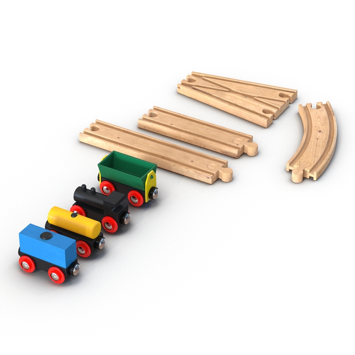 wooden toy train track 3d c4d