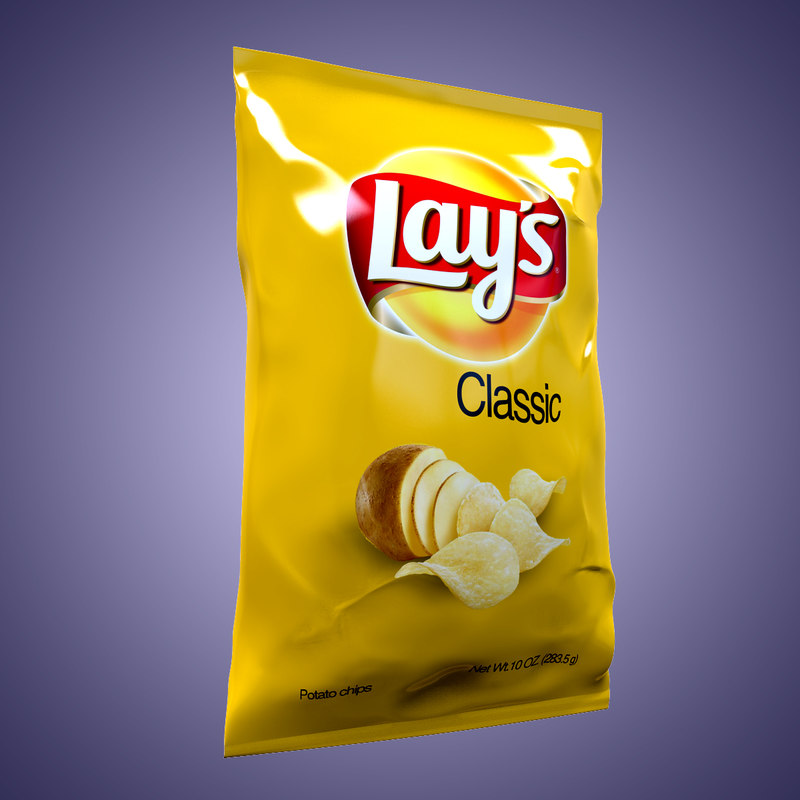 realistic chip bag 3d obj