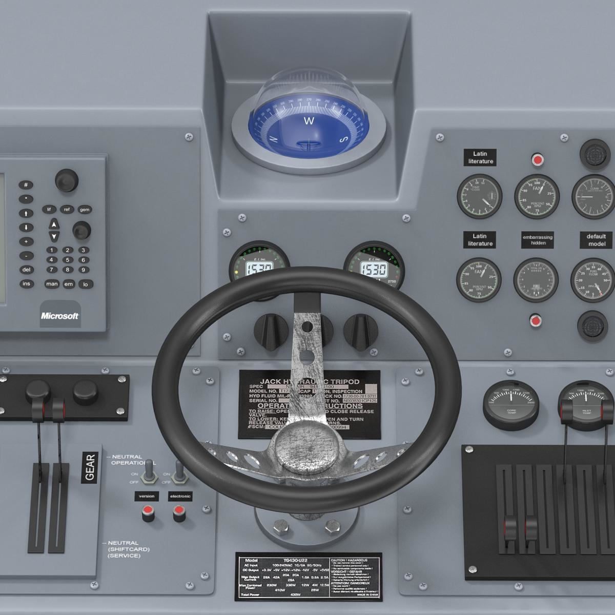 3d model military boat control panel