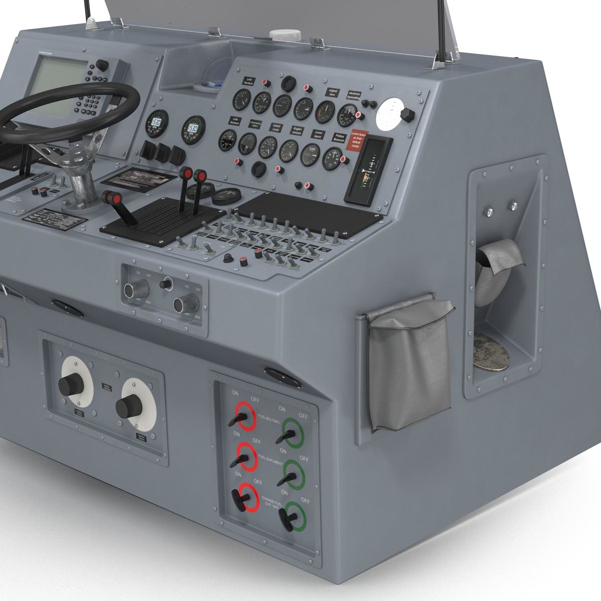 3d military boat control panel model