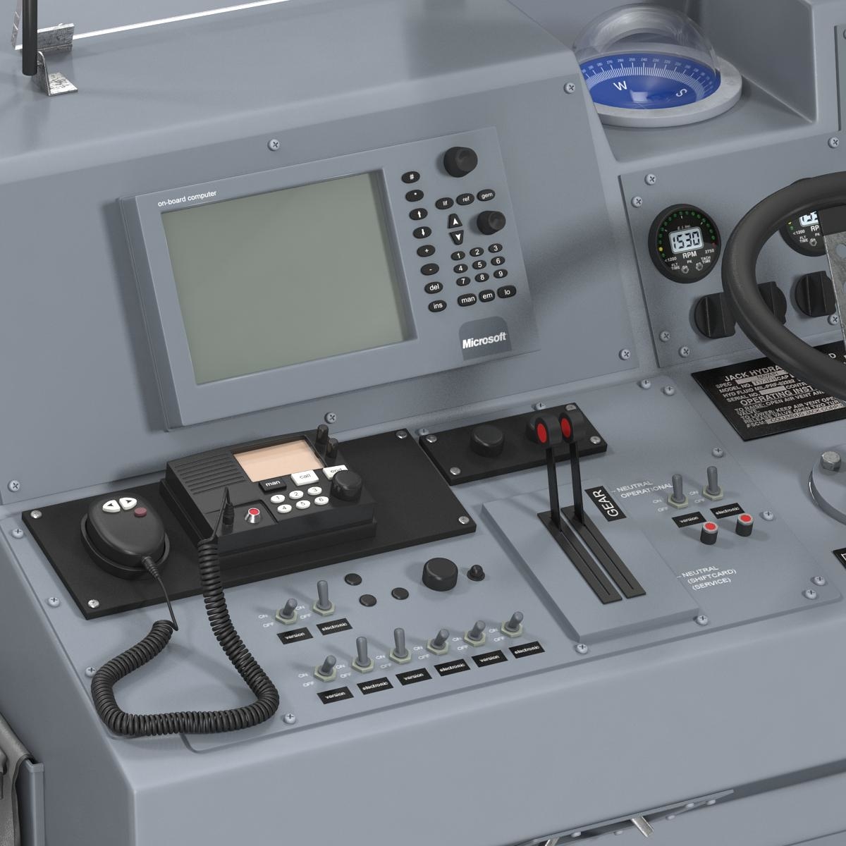 3d military boat control panel model