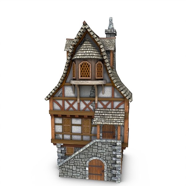 3d obj medieval townhouse buildings town