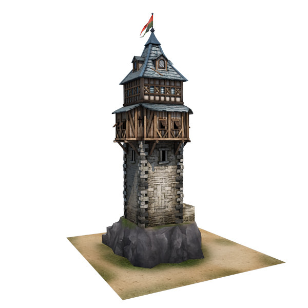 3d medieval defence tower buildings