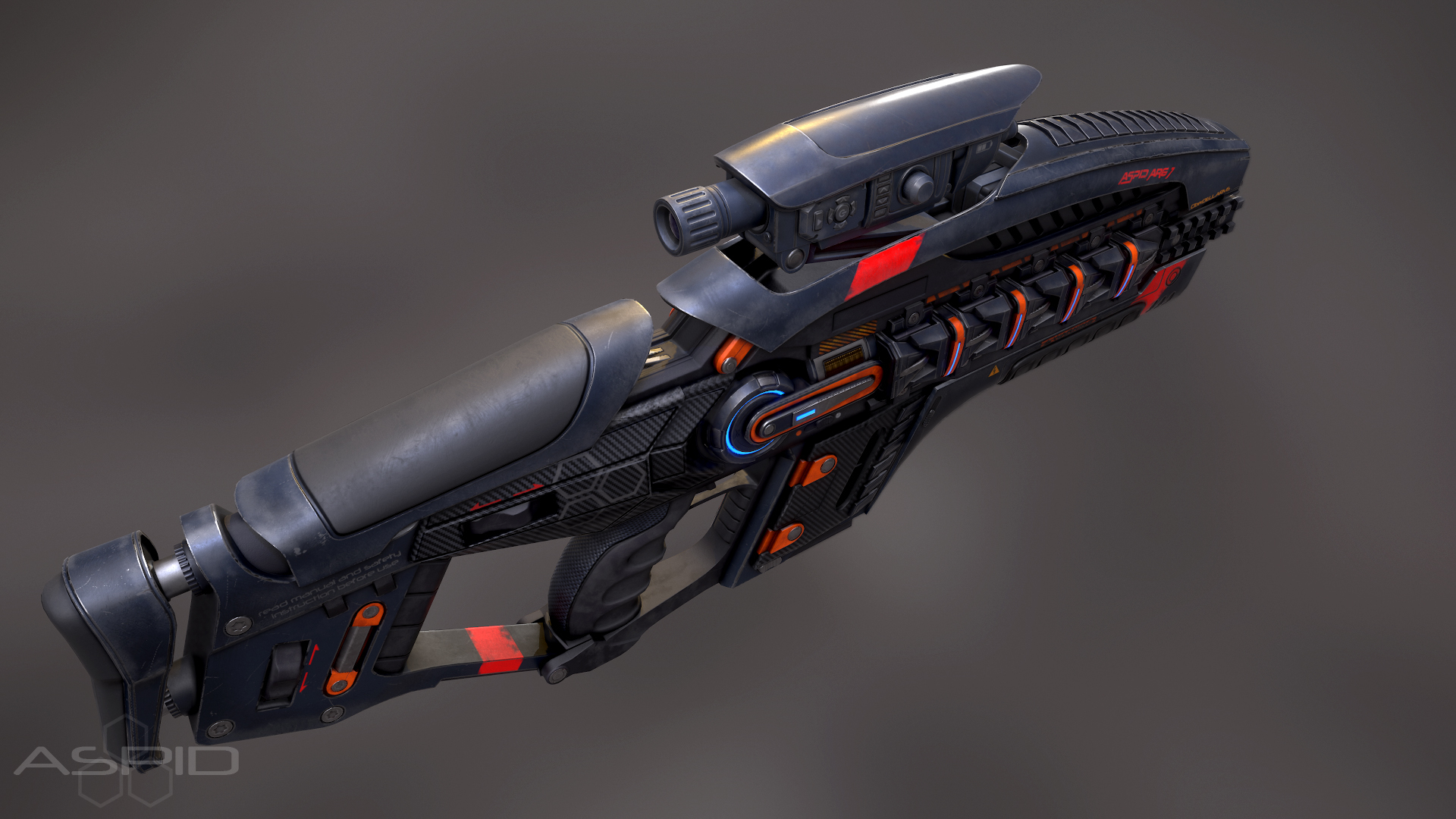 3d futuristic gun