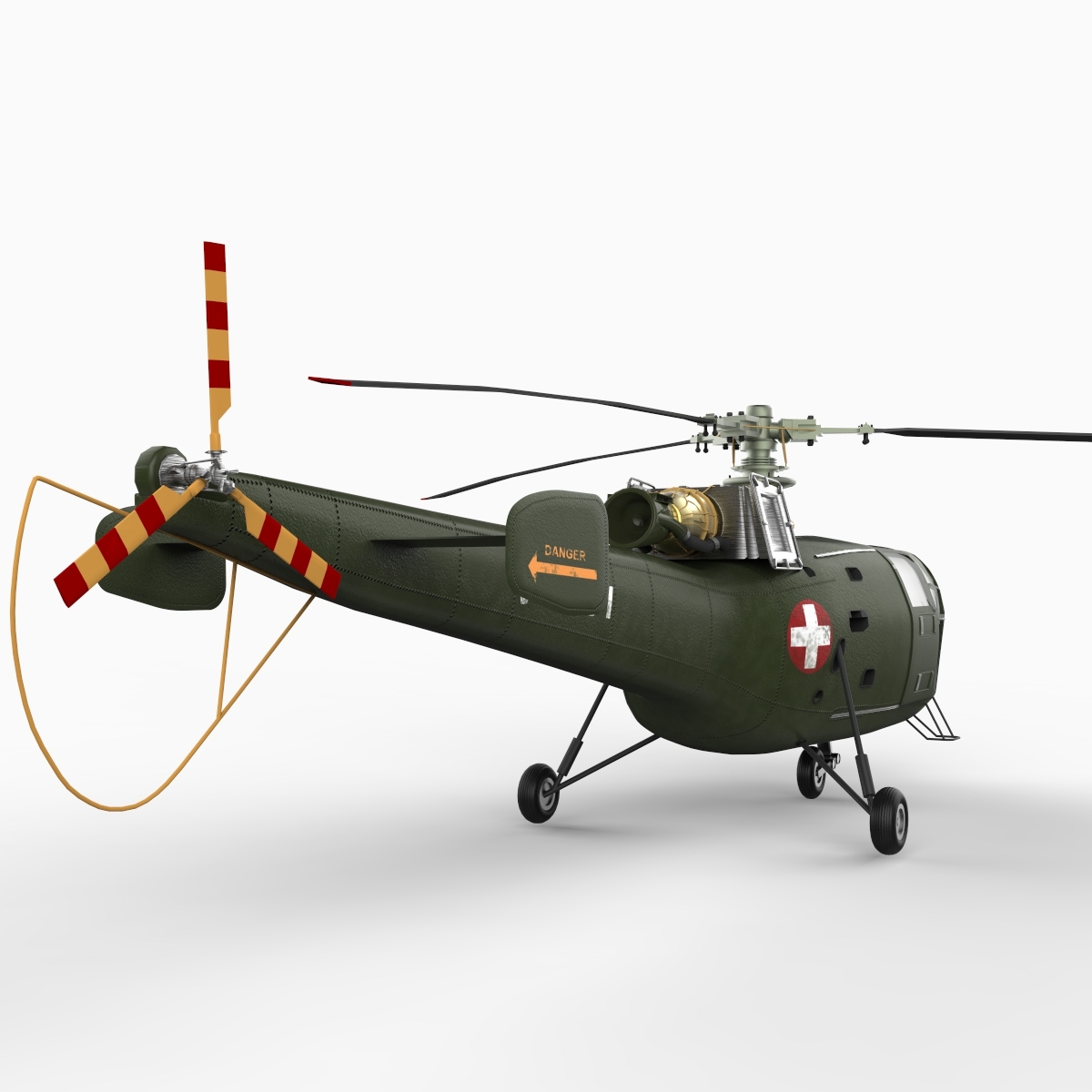 3d model alouette iii helicopter aerospatiale