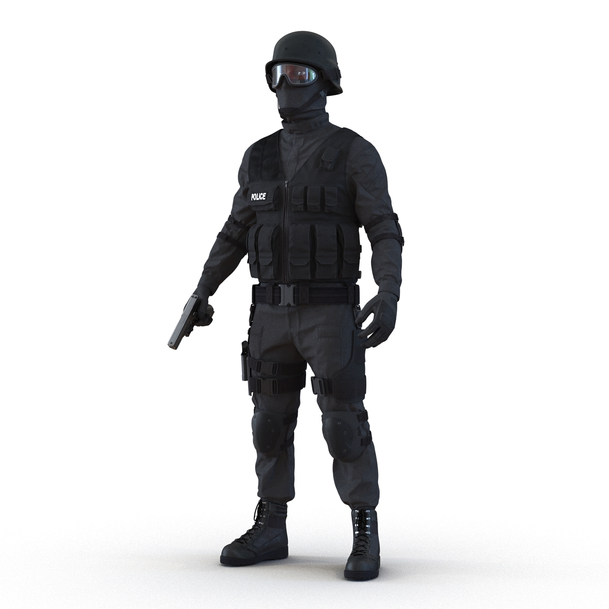 3d model swat man afro american