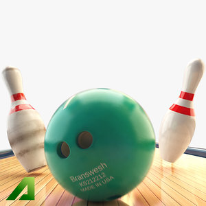 bowling pins balls lane 3d model