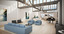 loft style living room 3d max