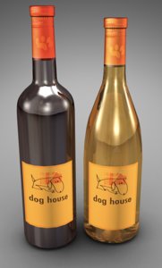 3d model bottles dog house wine