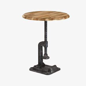 3d model table stool reclaimed wood