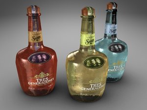 bottles sauza tequila 3d 3ds