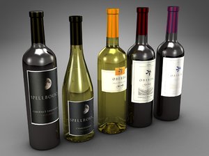 3d model of bottles folio wines