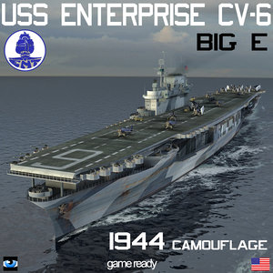 uss enterprise cv-6 big 3d model