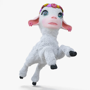 cartoon girl lamb rigged 3d model