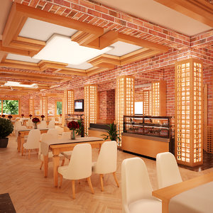 cafe interior v1 3d model