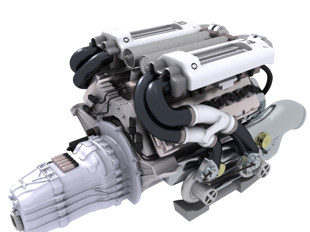 3d model bugatti veyron engine v8