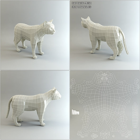 base mesh cat 3d ma