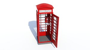 realistic british phone booth 3d model