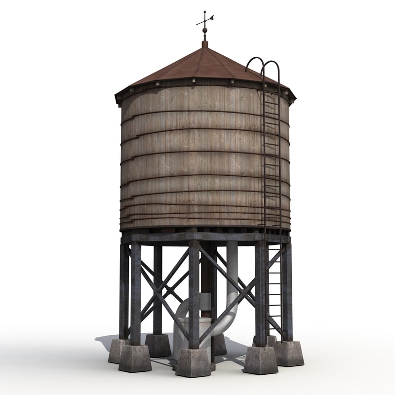 3ds max rooftop water tower