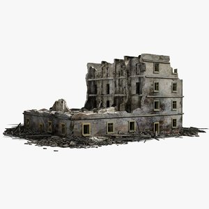 destroyed ruined building war 2 3d max