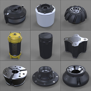 3d model canisters bolts knobs -