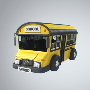 3d model stylized bus school