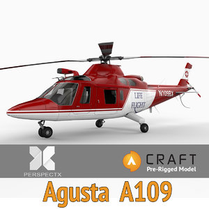 pre-rigged agusta a109 helicopter 3d model