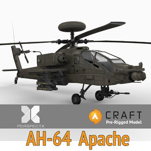 3d model pre-rigged ah-64 apache rigged