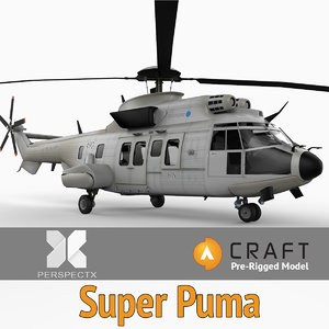 3d model eurocopter super puma pre-rigged