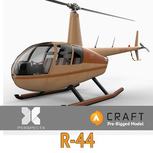 3d model robinson r44 helicopter pre-rigged