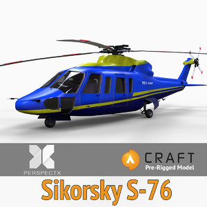 3d model pre-rigged sikorsky s-76 helicopter