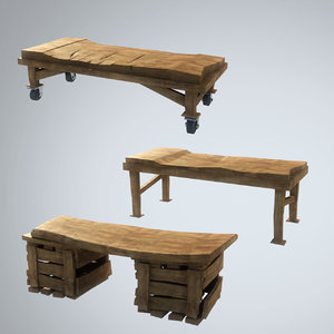 3d obj stylized table wood